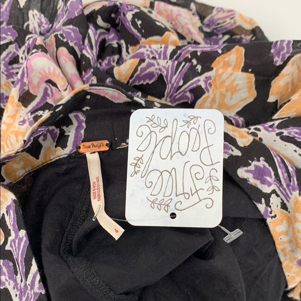 Free People Black and Pink Floral Mini Skirt - Picture 4 of 4